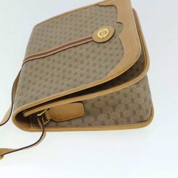 GUCCI Micro GG Canvas Web Sherry Line Shoulder Bag Beige Auth - Picture 6 of 15